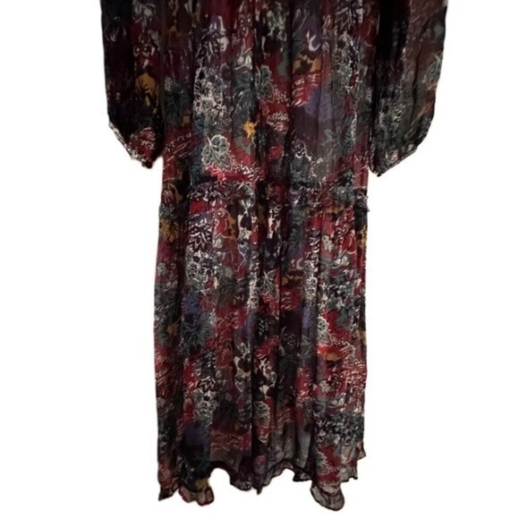 Anthropologie Maeve Annabella Tiered Boho Maxi Dress Puff Sleeve V-Neck Size 10 - Picture 9 of 16
